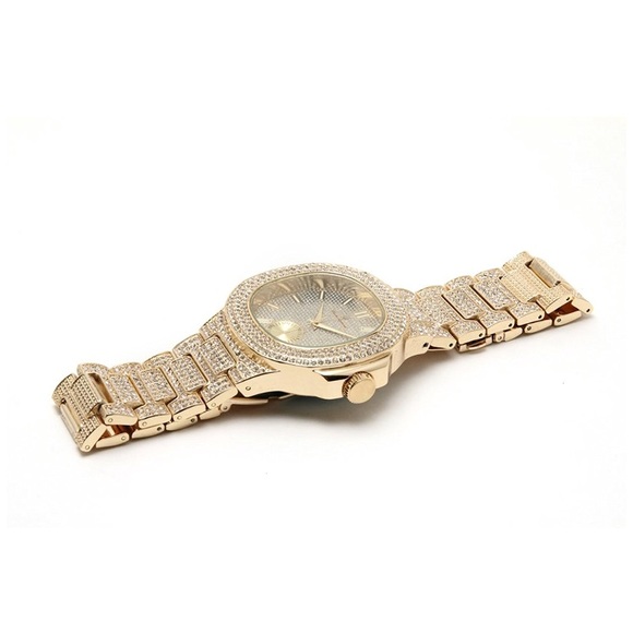 14K Gold Plated Iced Out Benjamin Shine Watch set - Picture 2 of 5